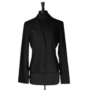 Elie Tahari Women's Jacket Black Wool Stretch Snap Button Work Career Blazer 12